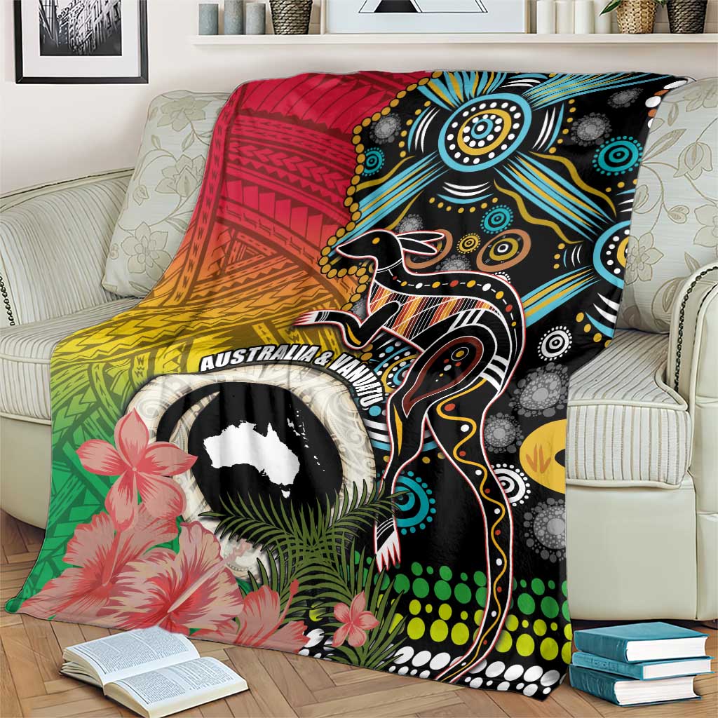 Vanuatu and Australia Together Blanket Kangaroo with Pig Tusk Indigenous Pattern LT03 - Polynesian Pride