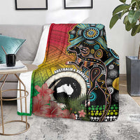 Vanuatu and Australia Together Blanket Kangaroo with Pig Tusk Indigenous Pattern LT03 - Polynesian Pride