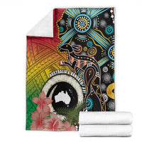 Vanuatu and Australia Together Blanket Kangaroo with Pig Tusk Indigenous Pattern LT03 - Polynesian Pride