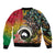 Vanuatu and Australia Together Bomber Jacket Kangaroo with Pig Tusk Indigenous Pattern