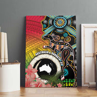 Vanuatu and Australia Together Canvas Wall Art Kangaroo with Pig Tusk Indigenous Pattern LT03 - Polynesian Pride