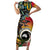 Vanuatu and Australia Together Family Matching Short Sleeve Bodycon Dress and Hawaiian Shirt Kangaroo with Pig Tusk Indigenous Pattern