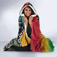 Vanuatu and Australia Together Hooded Blanket Kangaroo with Pig Tusk Indigenous Pattern LT03 - Polynesian Pride
