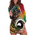 Vanuatu and Australia Together Hoodie Dress Kangaroo with Pig Tusk Indigenous Pattern