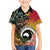 Vanuatu and Australia Together Kid Hawaiian Shirt Kangaroo with Pig Tusk Indigenous Pattern