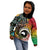 Vanuatu and Australia Together Kid Hoodie Kangaroo with Pig Tusk Indigenous Pattern