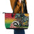 Vanuatu and Australia Together Leather Tote Bag Kangaroo with Pig Tusk Indigenous Pattern