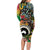 Vanuatu and Australia Together Long Sleeve Bodycon Dress Kangaroo with Pig Tusk Indigenous Pattern