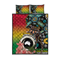 Vanuatu and Australia Together Quilt Bed Set Kangaroo with Pig Tusk Indigenous Pattern LT03 - Polynesian Pride