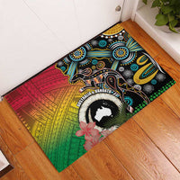 Vanuatu and Australia Together Rubber Doormat Kangaroo with Pig Tusk Indigenous Pattern LT03 - Polynesian Pride