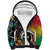 Vanuatu and Australia Together Sherpa Hoodie Kangaroo with Pig Tusk Indigenous Pattern