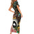 Vanuatu and Australia Together Short Sleeve Bodycon Dress Kangaroo with Pig Tusk Indigenous Pattern