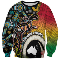 Vanuatu and Australia Together Sweatshirt Kangaroo with Pig Tusk Indigenous Pattern LT03 Unisex Black - Polynesian Pride