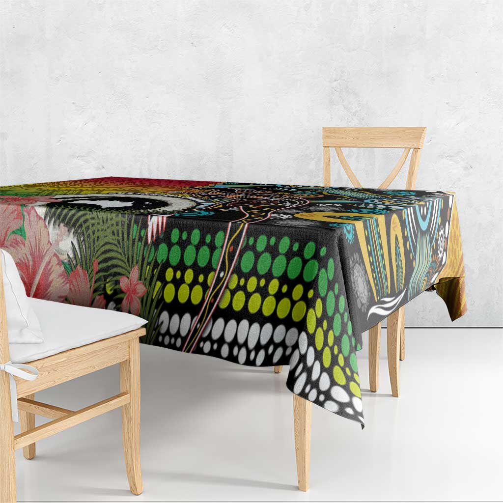 Vanuatu and Australia Together Tablecloth Kangaroo with Pig Tusk Indigenous Pattern LT03 - Polynesian Pride