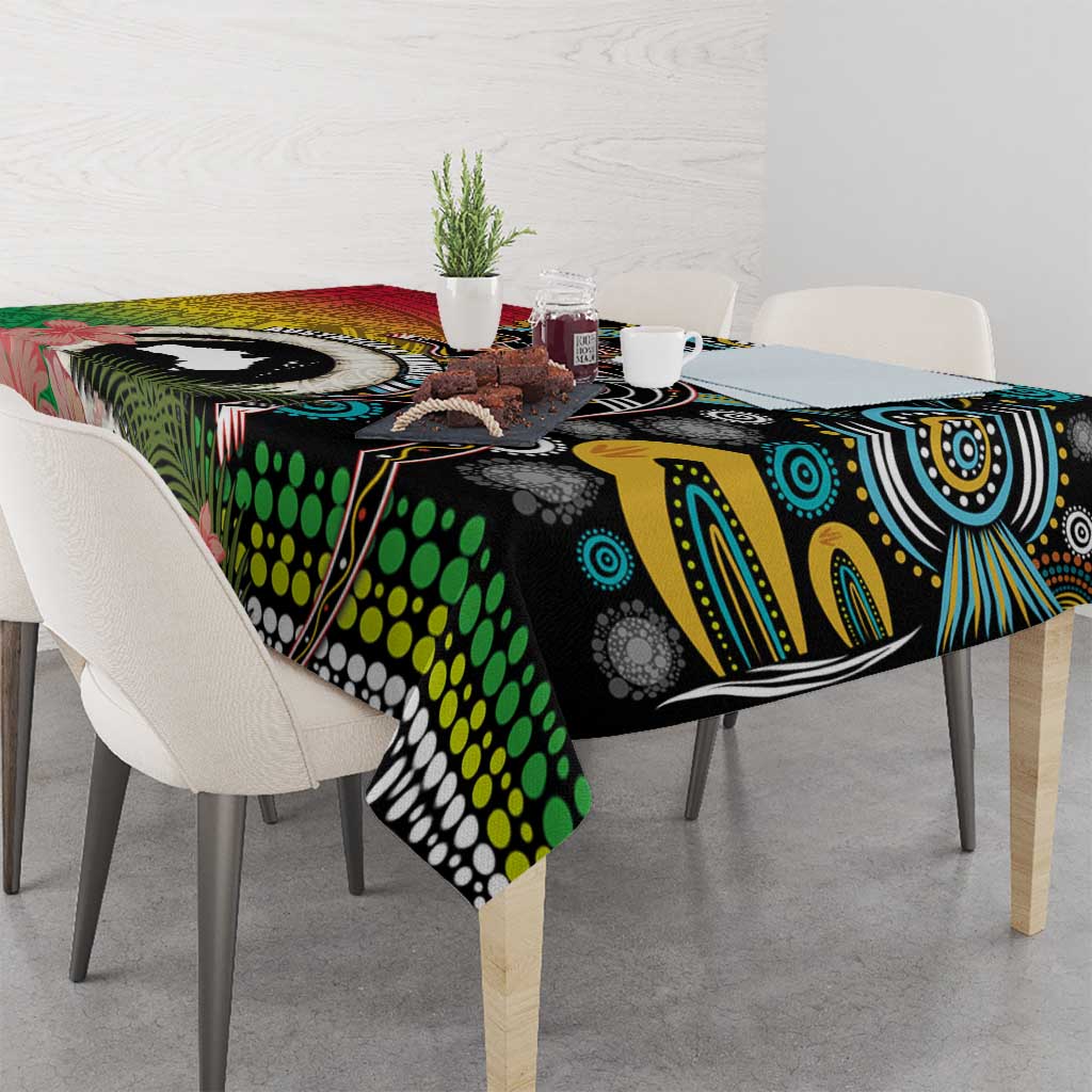 Vanuatu and Australia Together Tablecloth Kangaroo with Pig Tusk Indigenous Pattern LT03 - Polynesian Pride