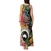 Vanuatu and Australia Together Tank Maxi Dress Kangaroo with Pig Tusk Indigenous Pattern LT03 - Polynesian Pride