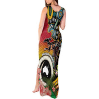 Vanuatu and Australia Together Tank Maxi Dress Kangaroo with Pig Tusk Indigenous Pattern LT03 - Polynesian Pride