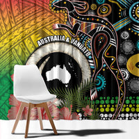 Vanuatu and Australia Together Window Curtain Kangaroo with Pig Tusk Indigenous Pattern LT03 - Polynesian Pride