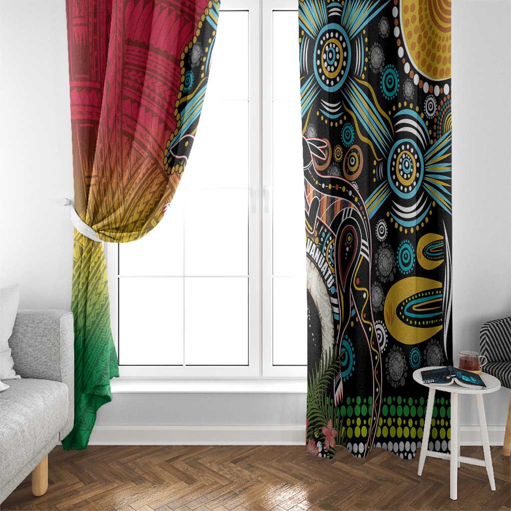 Vanuatu and Australia Together Window Curtain Kangaroo with Pig Tusk Indigenous Pattern LT03 - Polynesian Pride