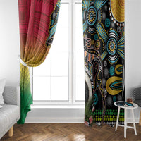 Vanuatu and Australia Together Window Curtain Kangaroo with Pig Tusk Indigenous Pattern LT03 - Polynesian Pride