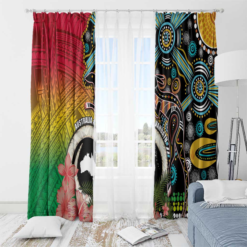 Vanuatu and Australia Together Window Curtain Kangaroo with Pig Tusk Indigenous Pattern LT03 - Polynesian Pride