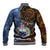 Samoa and Australia Together Baseball Jacket Kangaroo and Tribal Hibiscus Aboriginal Pattern