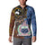 Samoa and Australia Together Button Sweatshirt Kangaroo and Tribal Hibiscus Aboriginal Pattern