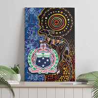 Samoa and Australia Together Canvas Wall Art Kangaroo and Tribal Hibiscus Aboriginal Pattern LT03 - Polynesian Pride