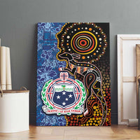 Samoa and Australia Together Canvas Wall Art Kangaroo and Tribal Hibiscus Aboriginal Pattern LT03 - Polynesian Pride