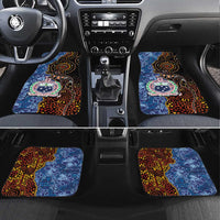 Samoa and Australia Together Car Mats Kangaroo and Tribal Hibiscus Aboriginal Pattern LT03 Set 4pcs Blue - Polynesian Pride