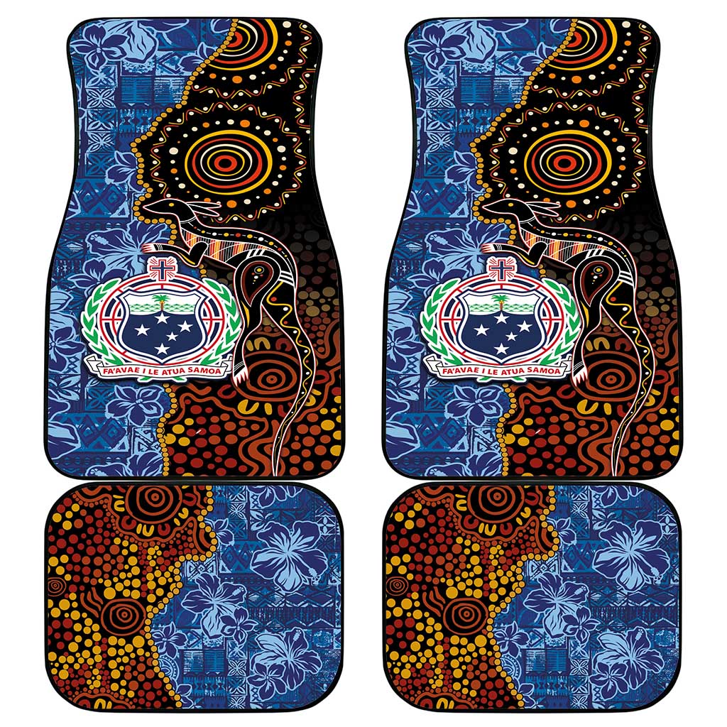 Samoa and Australia Together Car Mats Kangaroo and Tribal Hibiscus Aboriginal Pattern LT03 - Polynesian Pride