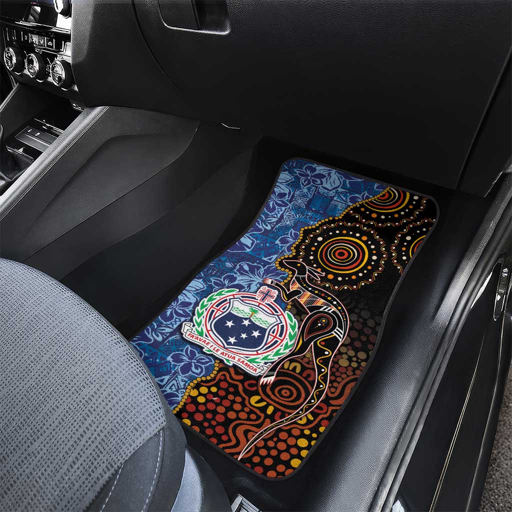 Samoa and Australia Together Car Mats Kangaroo and Tribal Hibiscus Aboriginal Pattern LT03 - Polynesian Pride