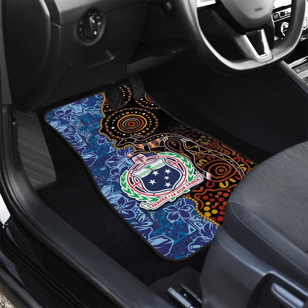 Samoa and Australia Together Car Mats Kangaroo and Tribal Hibiscus Aboriginal Pattern LT03 - Polynesian Pride