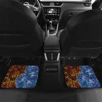 Samoa and Australia Together Car Mats Kangaroo and Tribal Hibiscus Aboriginal Pattern LT03 Set 2pcs - Back Blue - Polynesian Pride