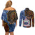 Samoa and Australia Together Couples Matching Off Shoulder Short Dress and Long Sleeve Button Shirt Kangaroo and Tribal Hibiscus Aboriginal Pattern