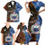 Samoa and Australia Together Family Matching Short Sleeve Bodycon Dress and Hawaiian Shirt Kangaroo and Tribal Hibiscus Aboriginal Pattern