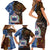 Samoa and Australia Together Family Matching Short Sleeve Bodycon Dress and Hawaiian Shirt Kangaroo and Tribal Hibiscus Aboriginal Pattern