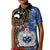 Samoa and Australia Together Kid Polo Shirt Kangaroo and Tribal Hibiscus Aboriginal Pattern