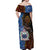 Samoa and Australia Together Off Shoulder Maxi Dress Kangaroo and Tribal Hibiscus Aboriginal Pattern