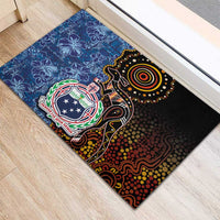 Samoa and Australia Together Rubber Doormat Kangaroo and Tribal Hibiscus Aboriginal Pattern LT03 - Polynesian Pride