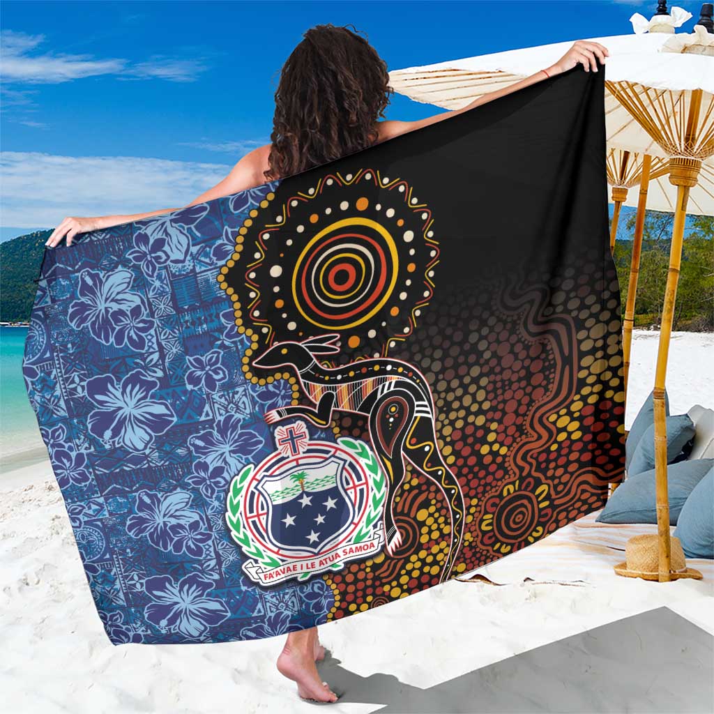 Samoa and Australia Together Sarong Kangaroo and Tribal Hibiscus Aboriginal Pattern