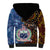 Samoa and Australia Together Sherpa Hoodie Kangaroo and Tribal Hibiscus Aboriginal Pattern