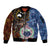 Samoa and Australia Together Sleeve Zip Bomber Jacket Kangaroo and Tribal Hibiscus Aboriginal Pattern