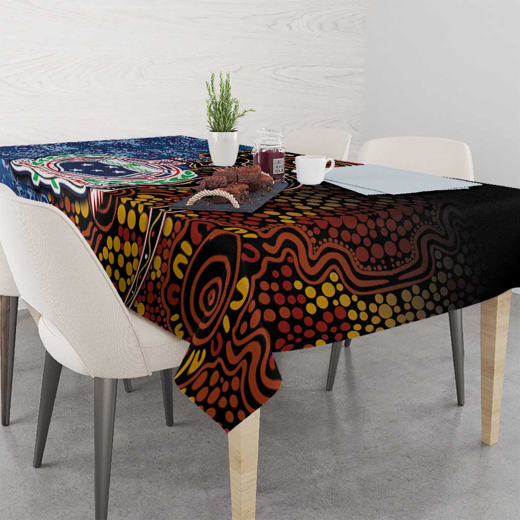 Samoa and Australia Together Tablecloth Kangaroo and Tribal Hibiscus Aboriginal Pattern LT03 - Polynesian Pride