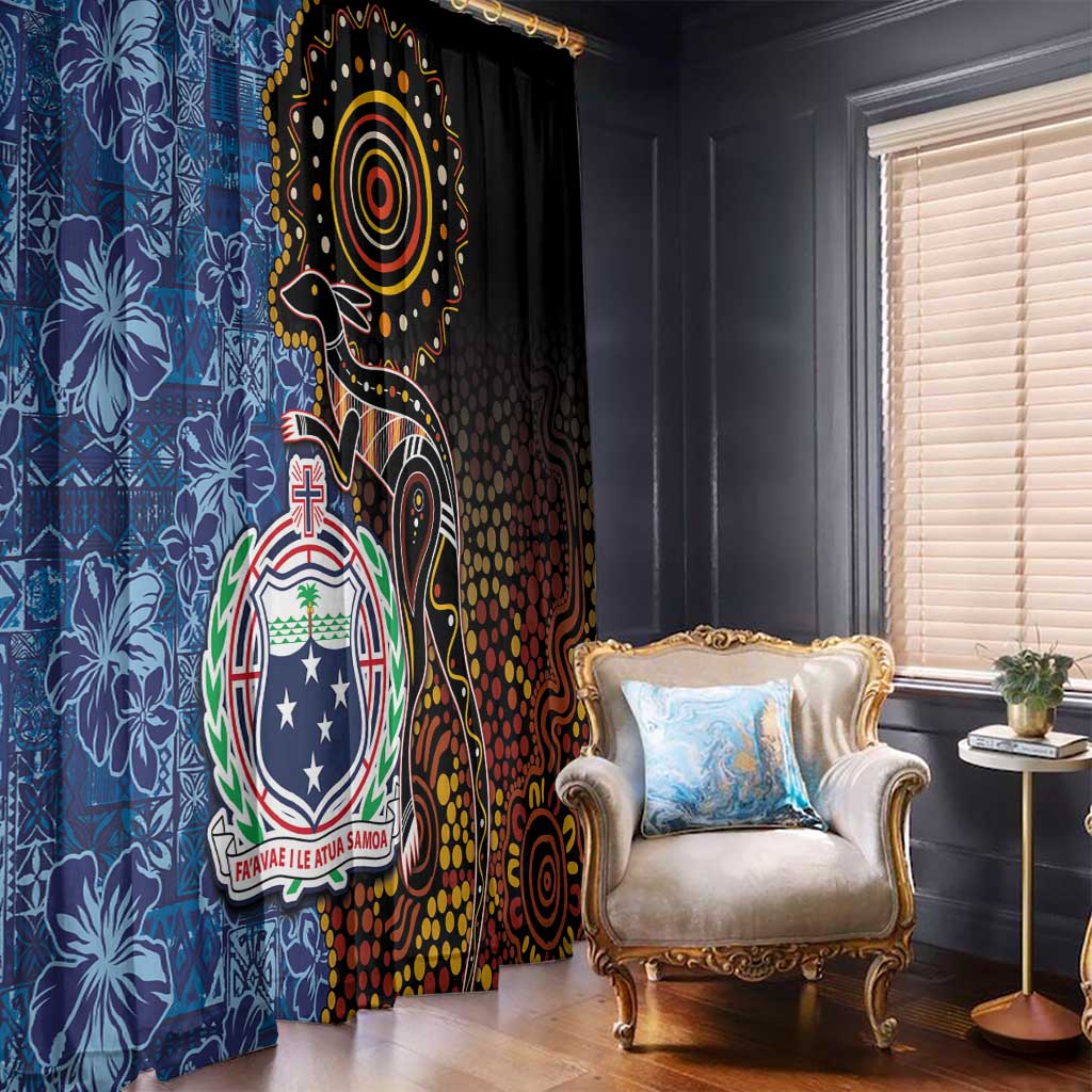 Samoa and Australia Together Window Curtain Kangaroo and Tribal Hibiscus Aboriginal Pattern LT03 - Polynesian Pride