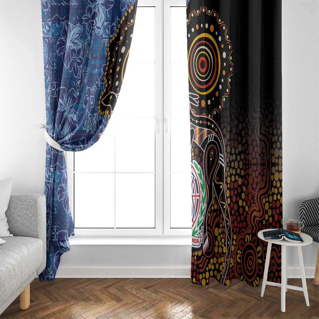 Samoa and Australia Together Window Curtain Kangaroo and Tribal Hibiscus Aboriginal Pattern LT03 - Polynesian Pride