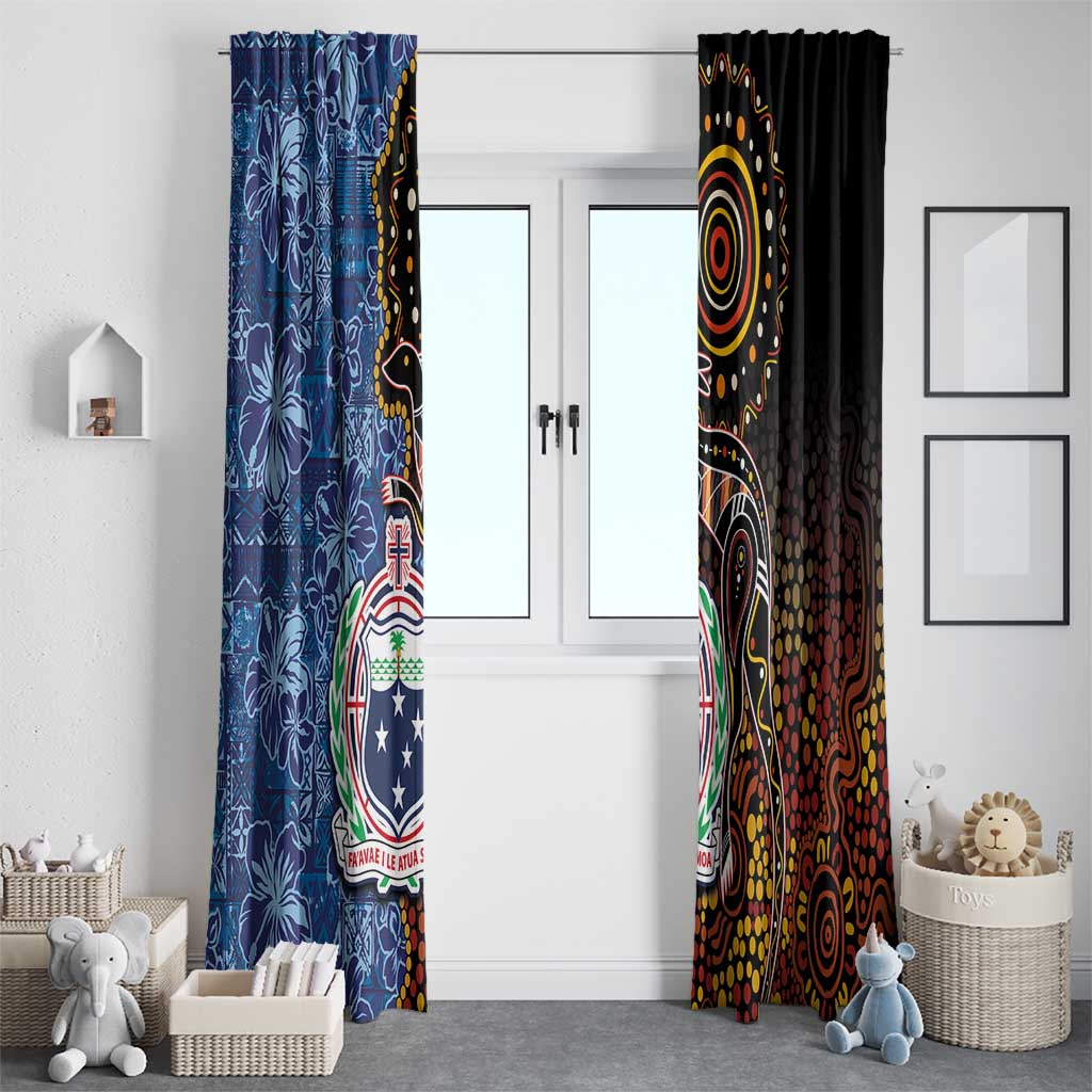 Samoa and Australia Together Window Curtain Kangaroo and Tribal Hibiscus Aboriginal Pattern LT03 - Polynesian Pride