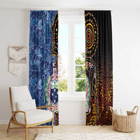 Samoa and Australia Together Window Curtain Kangaroo and Tribal Hibiscus Aboriginal Pattern LT03 - Polynesian Pride