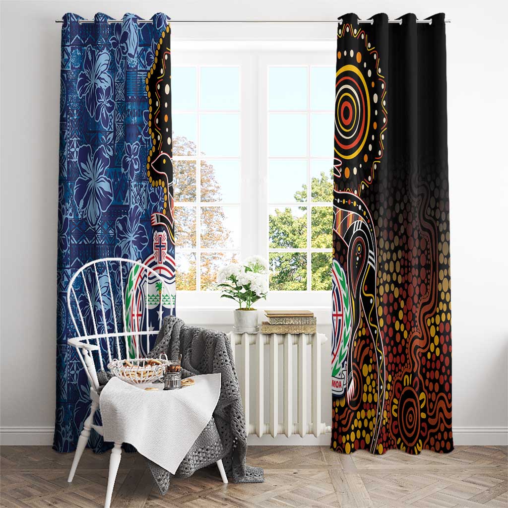 Samoa and Australia Together Window Curtain Kangaroo and Tribal Hibiscus Aboriginal Pattern LT03 - Polynesian Pride