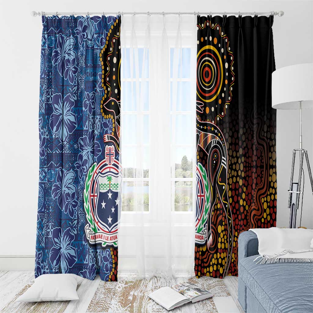 Samoa and Australia Together Window Curtain Kangaroo and Tribal Hibiscus Aboriginal Pattern LT03 - Polynesian Pride